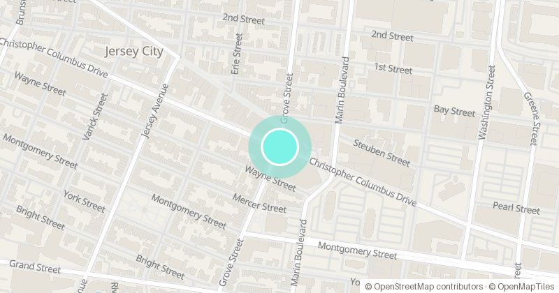 Map of Grove Street PATH Plaza, Grove St & Christopher Columbus Dr, with its pin