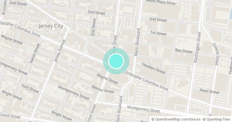 Map of Newark Ave Pedestrian Plaza Triangle Stage, with its pin