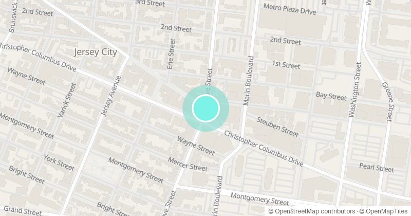 Map of Newark Avenue Pedestrian Mall & Plaza, Newark Ave & Grove St, with its pin