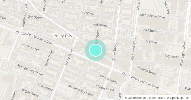 Map of Newark Avenue Pedestrian Mall, Stage Area, Newark Ave & Erie St, with its pin