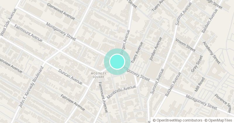 Map of McGinley Sq., Montgomery St. & Bergen Ave, with its pin