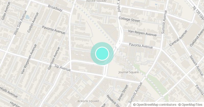 Map of Loew's Jersey Theatre, 54 Journal Square, with its pin