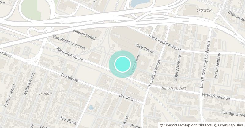 Map of Mana Contemporary, 888 Newark Ave, with its pin